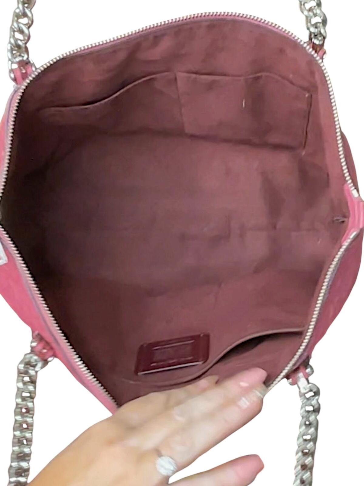 Coach Pink Leather Tote Bag with Chain Handles