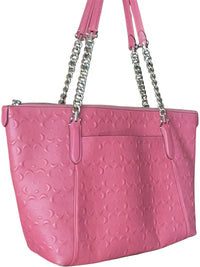 Coach Pink Leather Tote Bag with Chain Handles