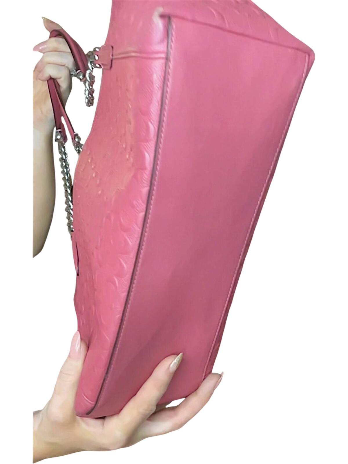 Coach Pink Leather Tote Bag with Chain Handles
