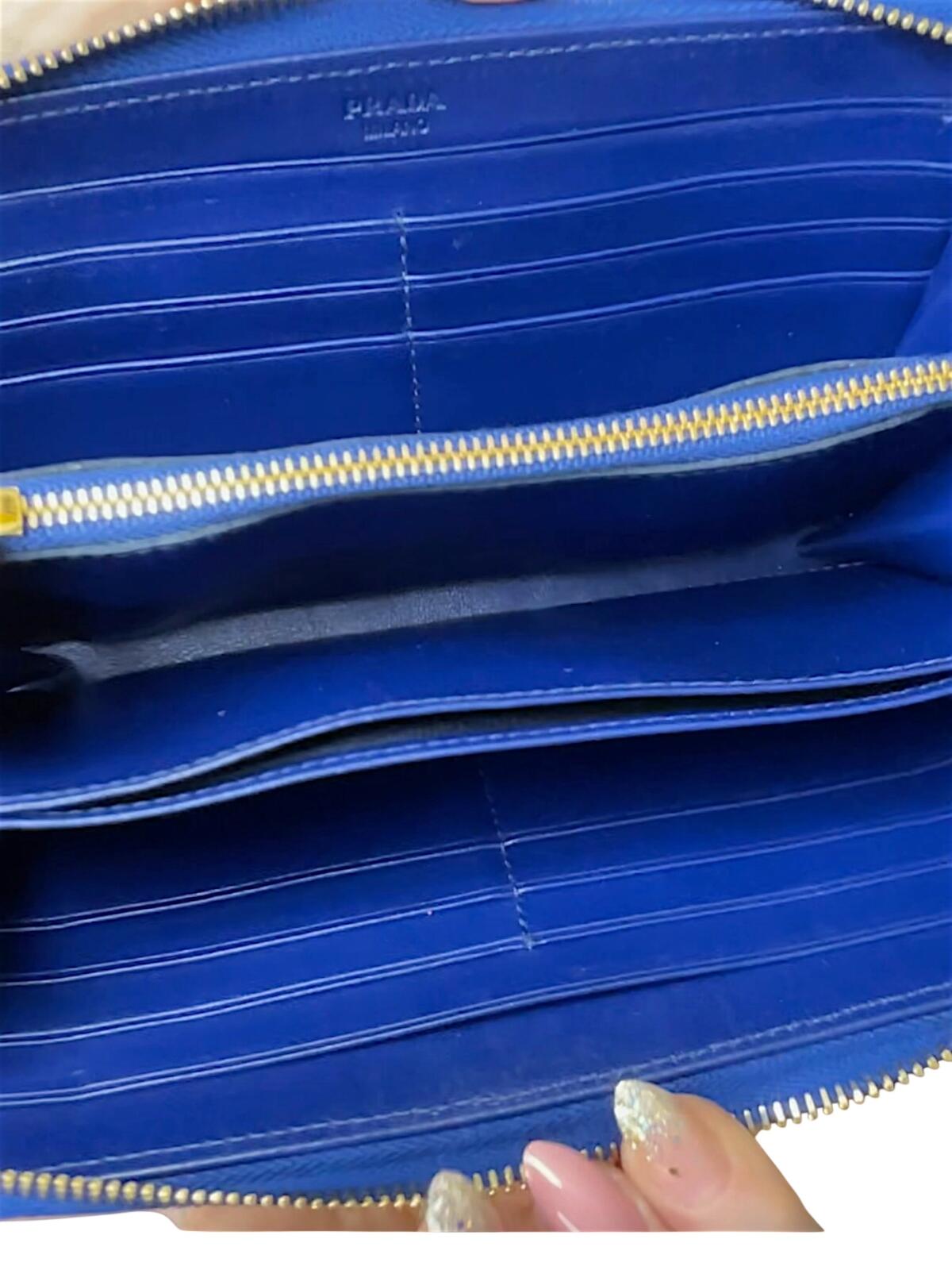 Prada Quilted Blue Wallet with Original Box