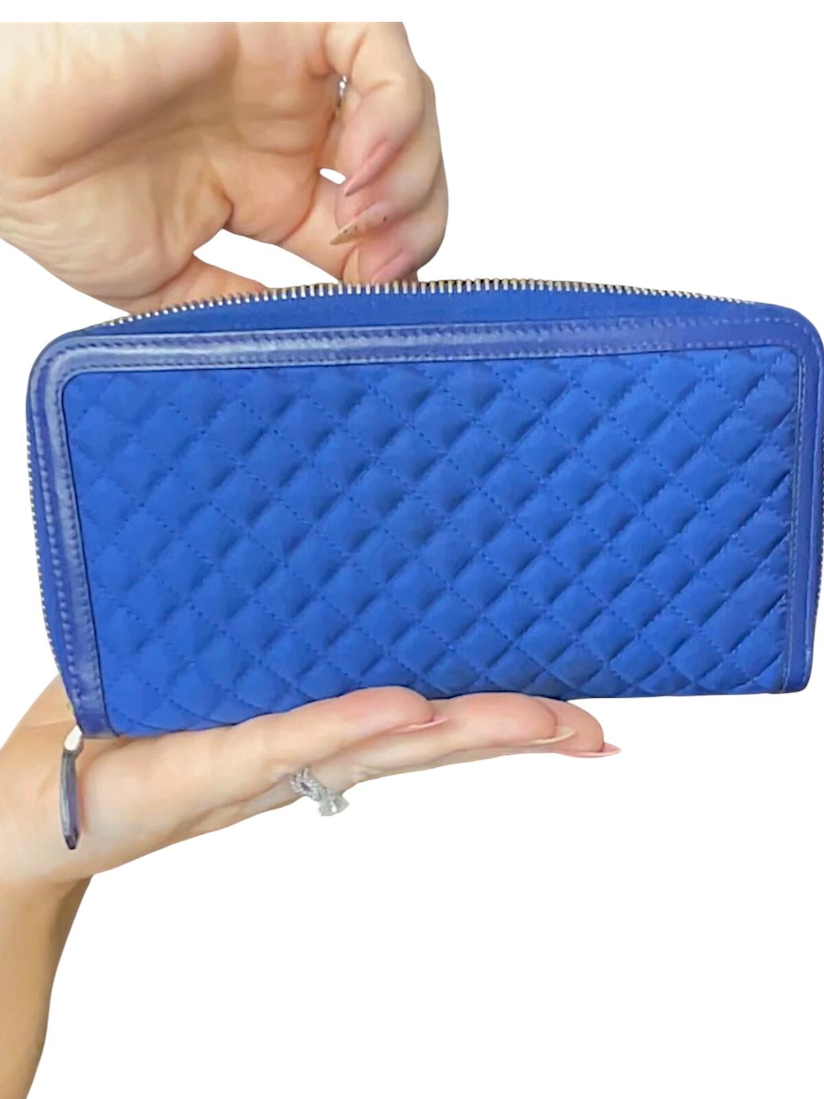 Prada Quilted Blue Wallet with Original Box