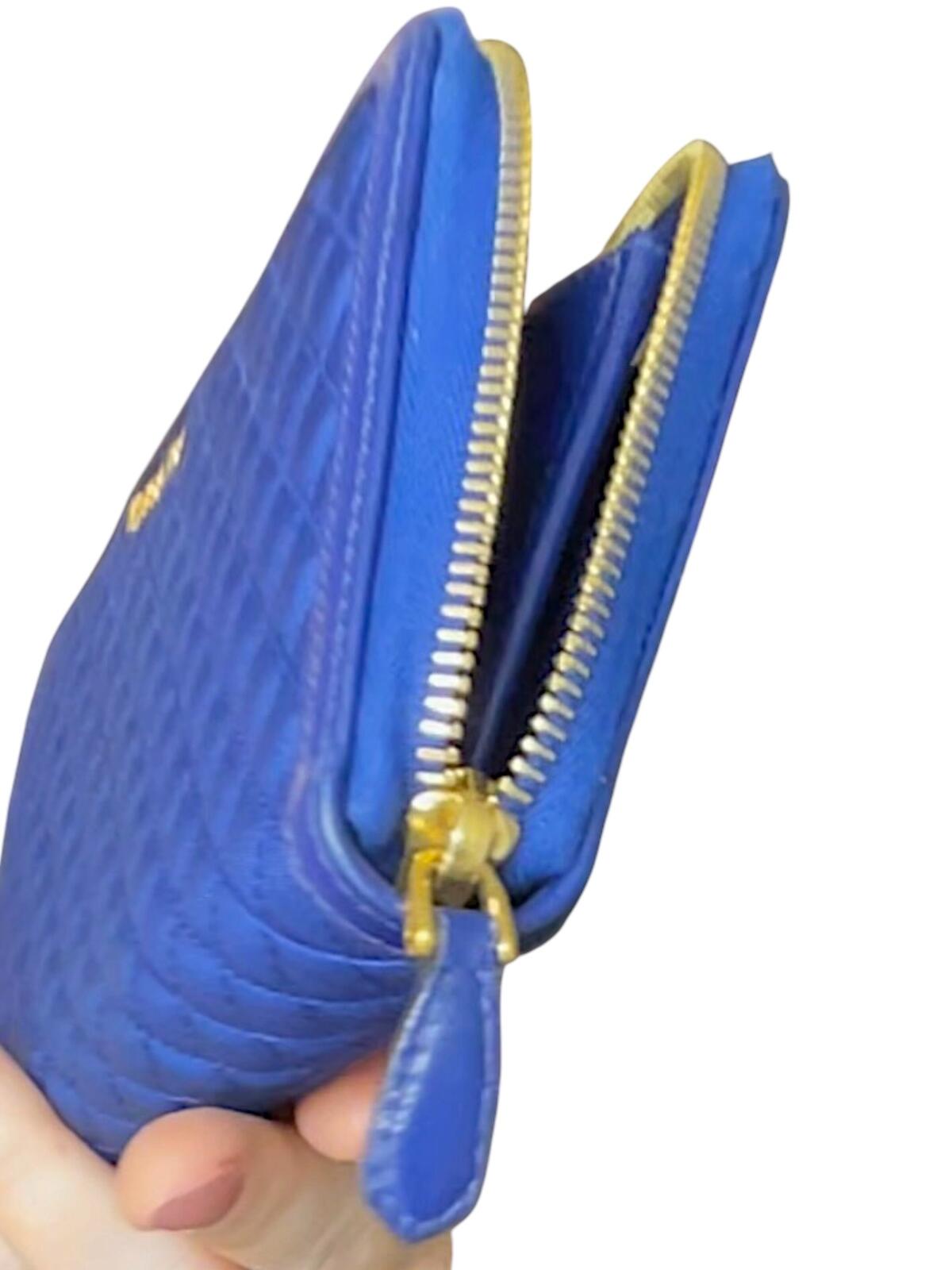 Prada Quilted Blue Wallet with Original Box