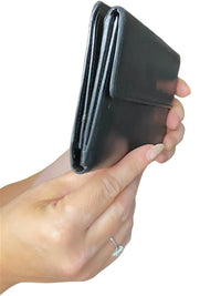 Chanel Black Leather Wallet with CC Logo Snap Closure