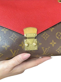 Louis Vuitton Red and Brown Monogram Shoulder Bag with Gold Chain