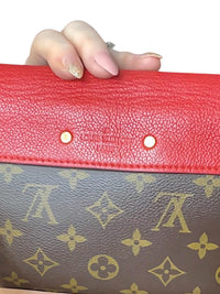Louis Vuitton Red and Brown Monogram Shoulder Bag with Gold Chain