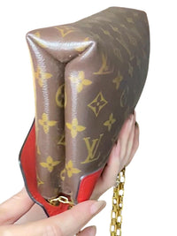 Louis Vuitton Red and Brown Monogram Shoulder Bag with Gold Chain