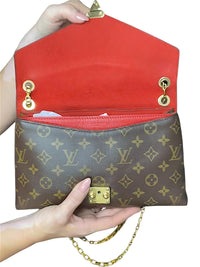 Louis Vuitton Red and Brown Monogram Shoulder Bag with Gold Chain