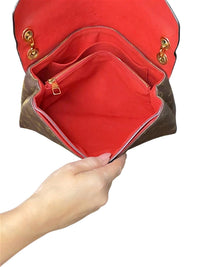 Louis Vuitton Red and Brown Monogram Shoulder Bag with Gold Chain