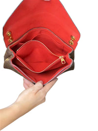 Louis Vuitton Red and Brown Monogram Shoulder Bag with Gold Chain