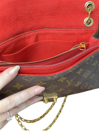 Louis Vuitton Red and Brown Monogram Shoulder Bag with Gold Chain