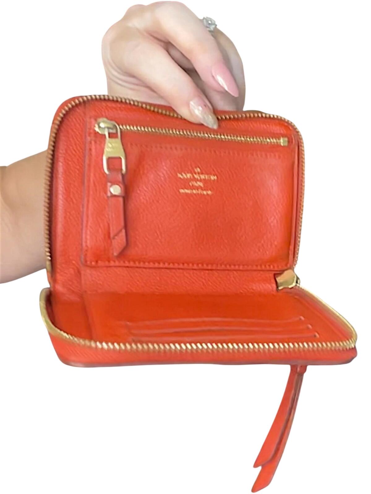 Louis Vuitton Red Monogram Embossed Leather Zip Wallet