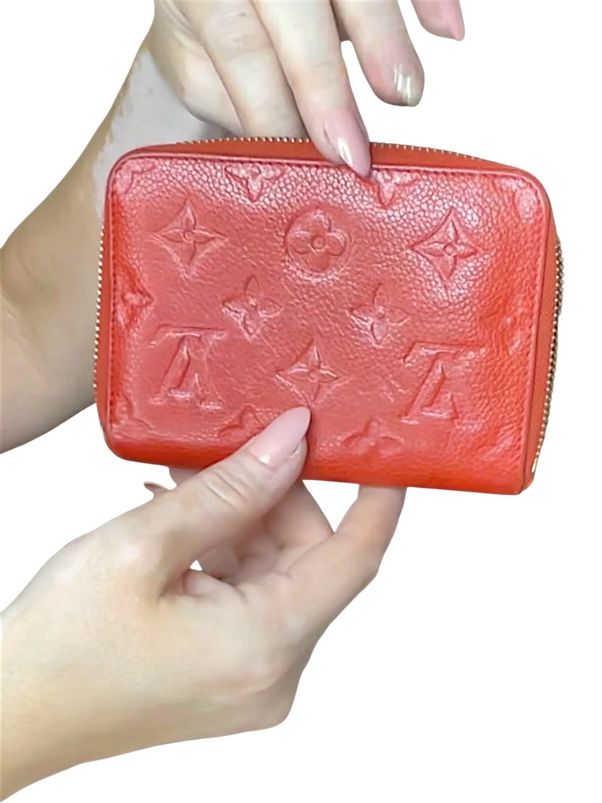 Louis Vuitton Red Monogram Embossed Leather Zip Wallet