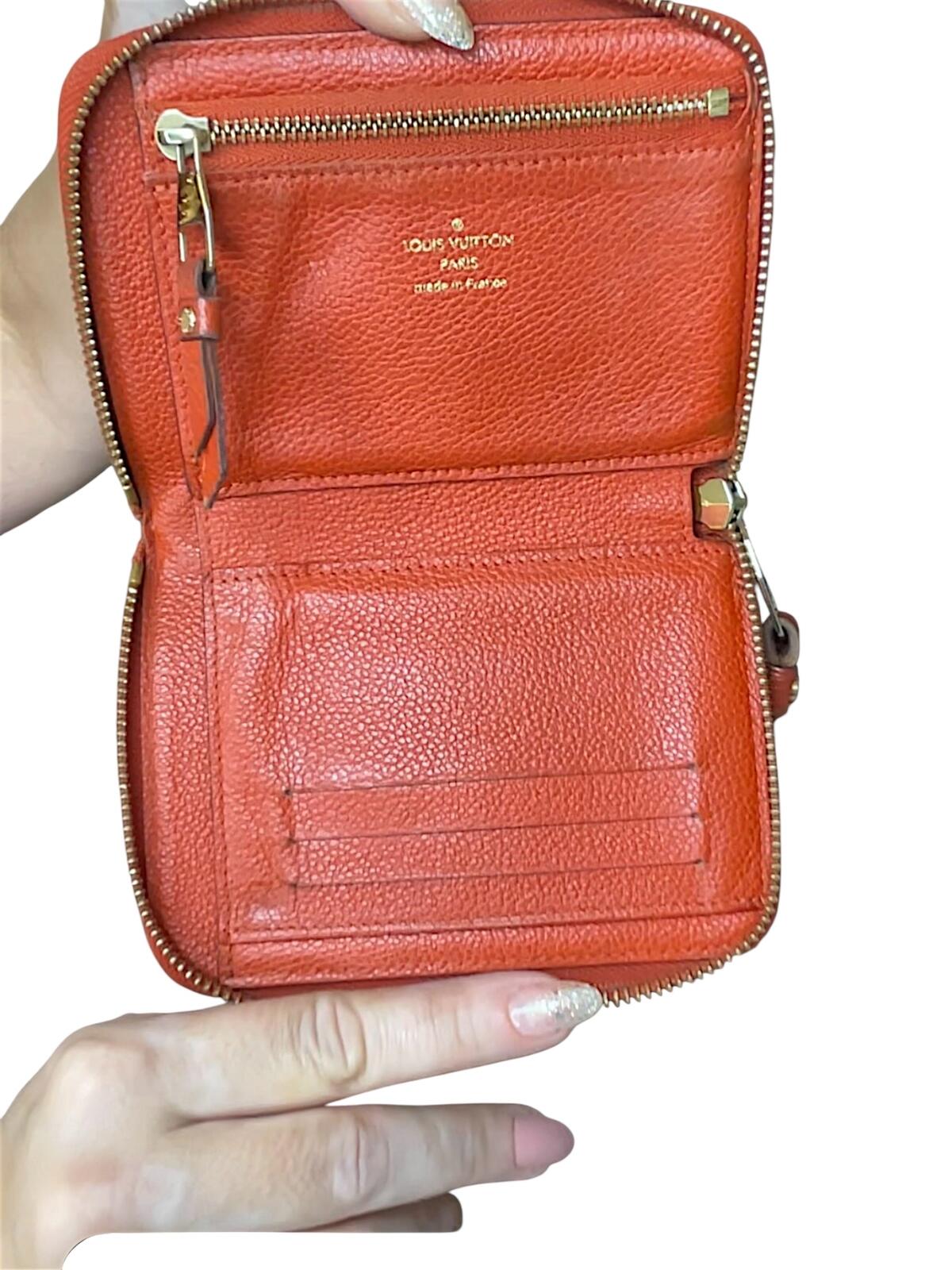 Louis Vuitton Red Monogram Embossed Leather Zip Wallet