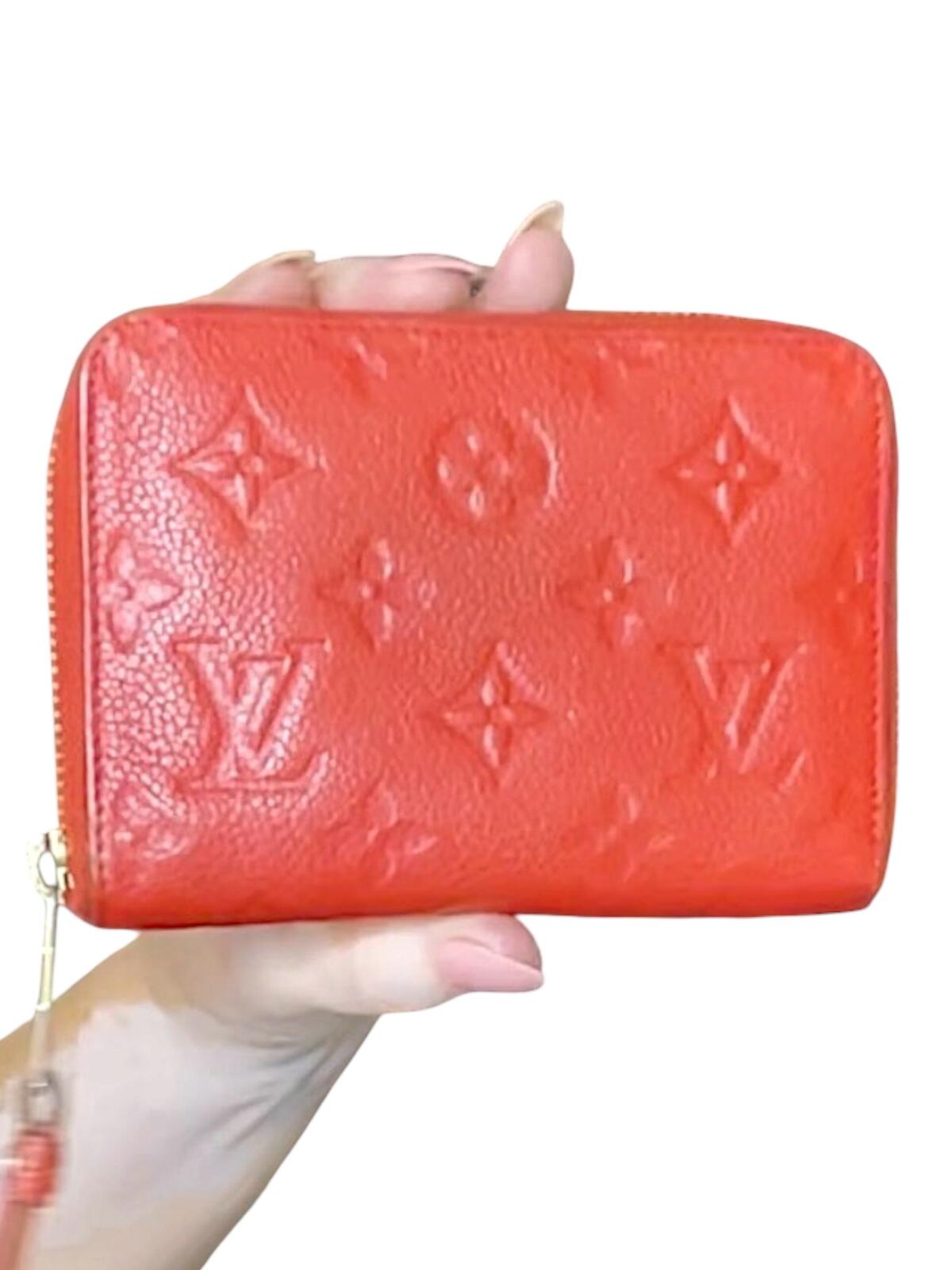 Louis Vuitton Red Monogram Embossed Leather Zip Wallet