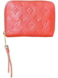 Louis Vuitton Red Monogram Embossed Leather Zip Wallet