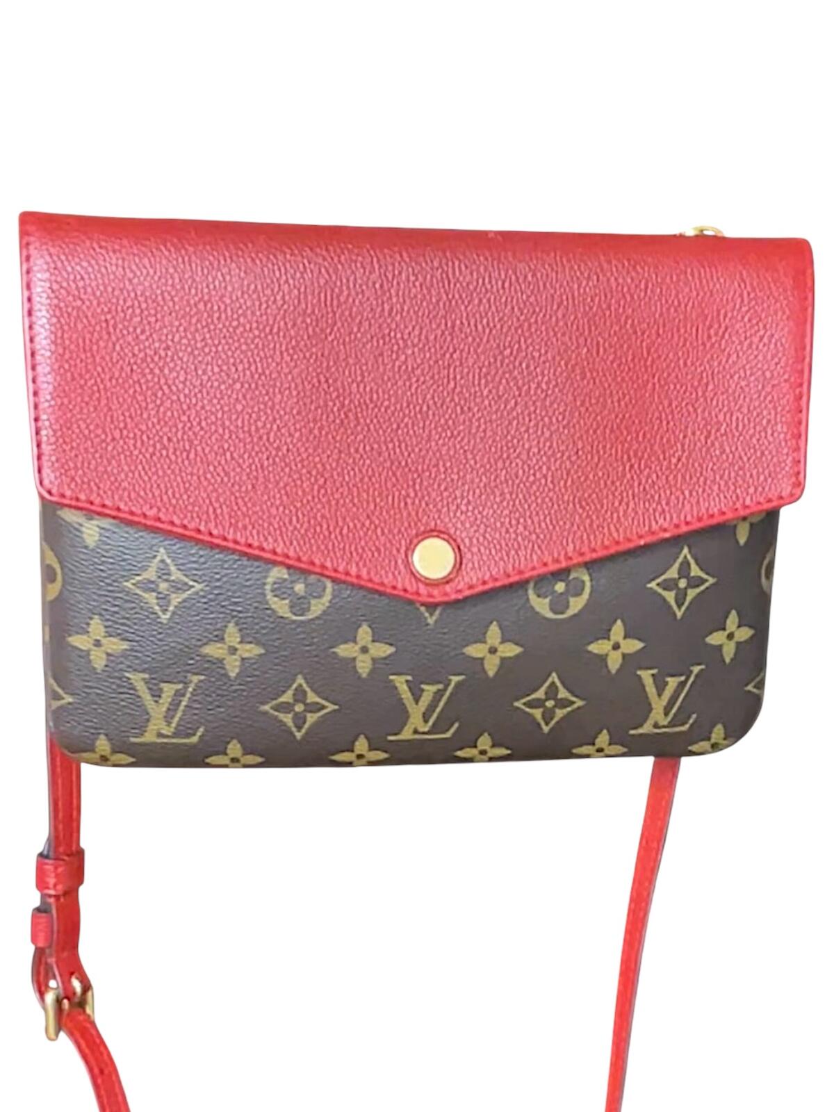 Louis Vuitton Crossbody Bag with Red Leather Flap