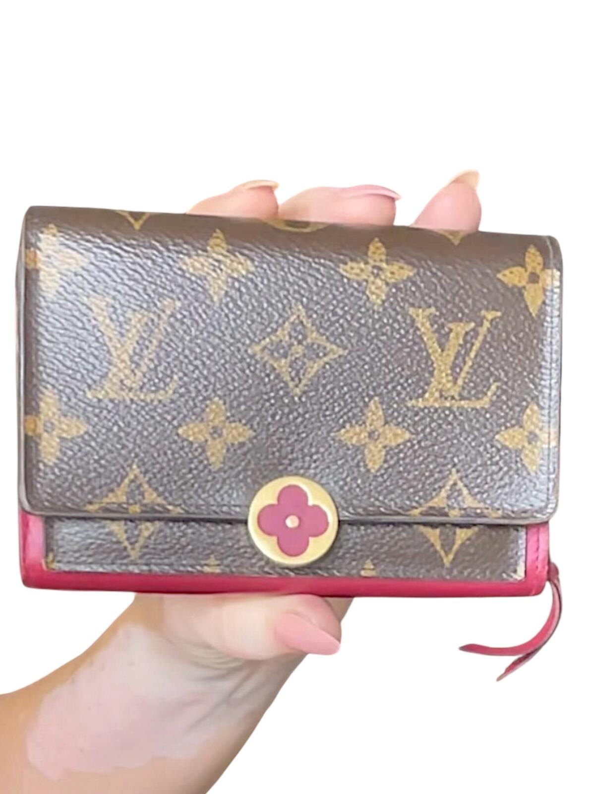 Louis Vuitton Portefeuille Flore Compact Monogram Fuchsia Pink Flower Wallet