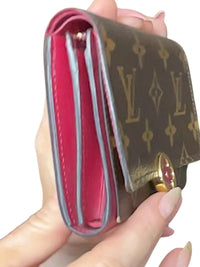 Louis Vuitton Portefeuille Flore Compact Monogram Fuchsia Pink Flower Wallet