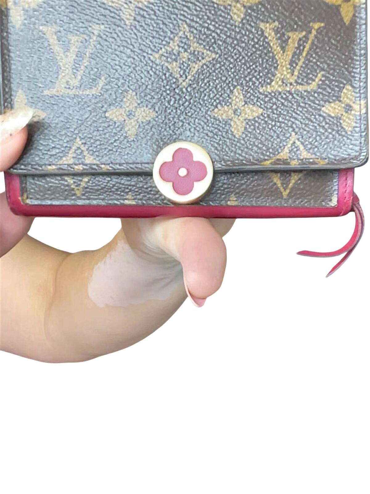 Louis Vuitton Portefeuille Flore Compact Monogram Fuchsia Pink Flower Wallet