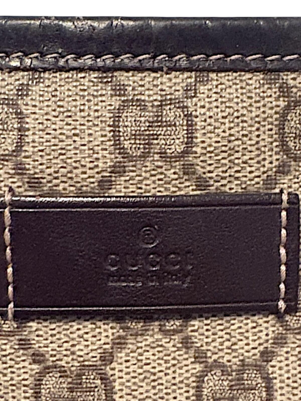 Gucci Beige GG Canvas Tote Bag with Dark Brown Leather Trim