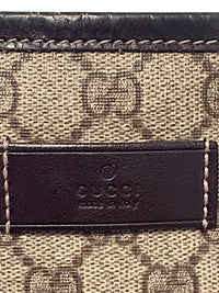 Gucci Beige GG Canvas Tote Bag with Dark Brown Leather Trim