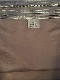 Gucci Beige GG Canvas Tote Bag with Dark Brown Leather Trim