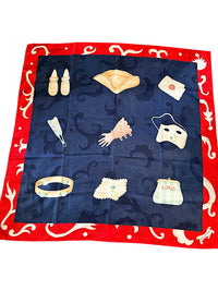 Bvlgari Silk Scarf with Vintage Accessories Print