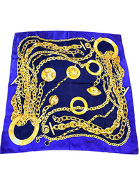 Celine Purple and Gold Chain Print Silk Scarf