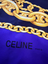 Celine Purple and Gold Chain Print Silk Scarf
