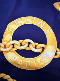 Celine Purple and Gold Chain Print Silk Scarf