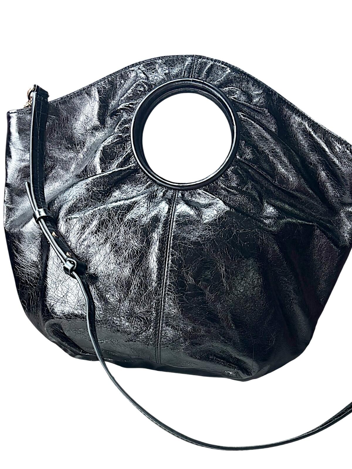 Hobo Giorgia Black Leather Shoulder Bag Slouchy Hobo Cutout Handle