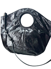 Hobo Giorgia Black Leather Shoulder Bag Slouchy Hobo Cutout Handle