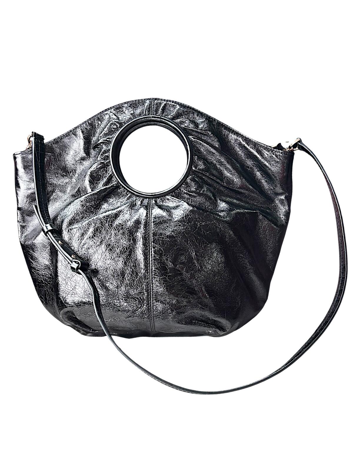 Hobo Giorgia Black Leather Shoulder Bag Slouchy Hobo Cutout Handle