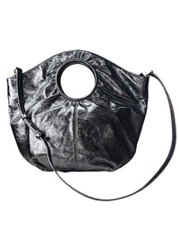 Hobo Giorgia Black Leather Shoulder Bag Slouchy Hobo Cutout Handle