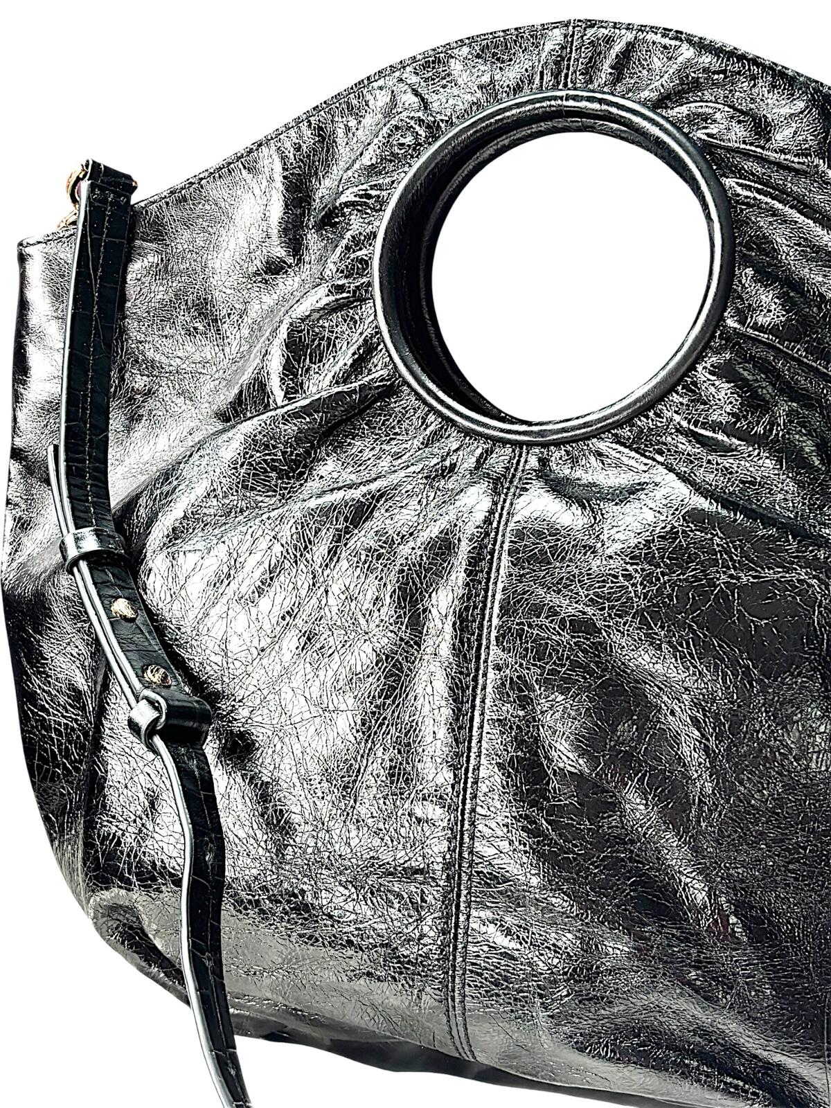 Hobo Giorgia Black Leather Shoulder Bag Slouchy Hobo Cutout Handle