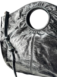 Hobo Giorgia Black Leather Shoulder Bag Slouchy Hobo Cutout Handle