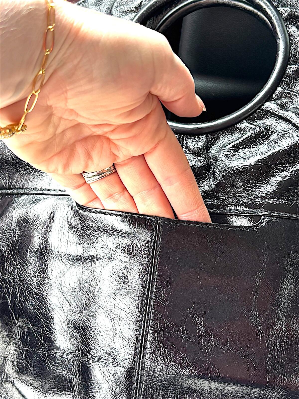 Hobo Giorgia Black Leather Shoulder Bag Slouchy Hobo Cutout Handle