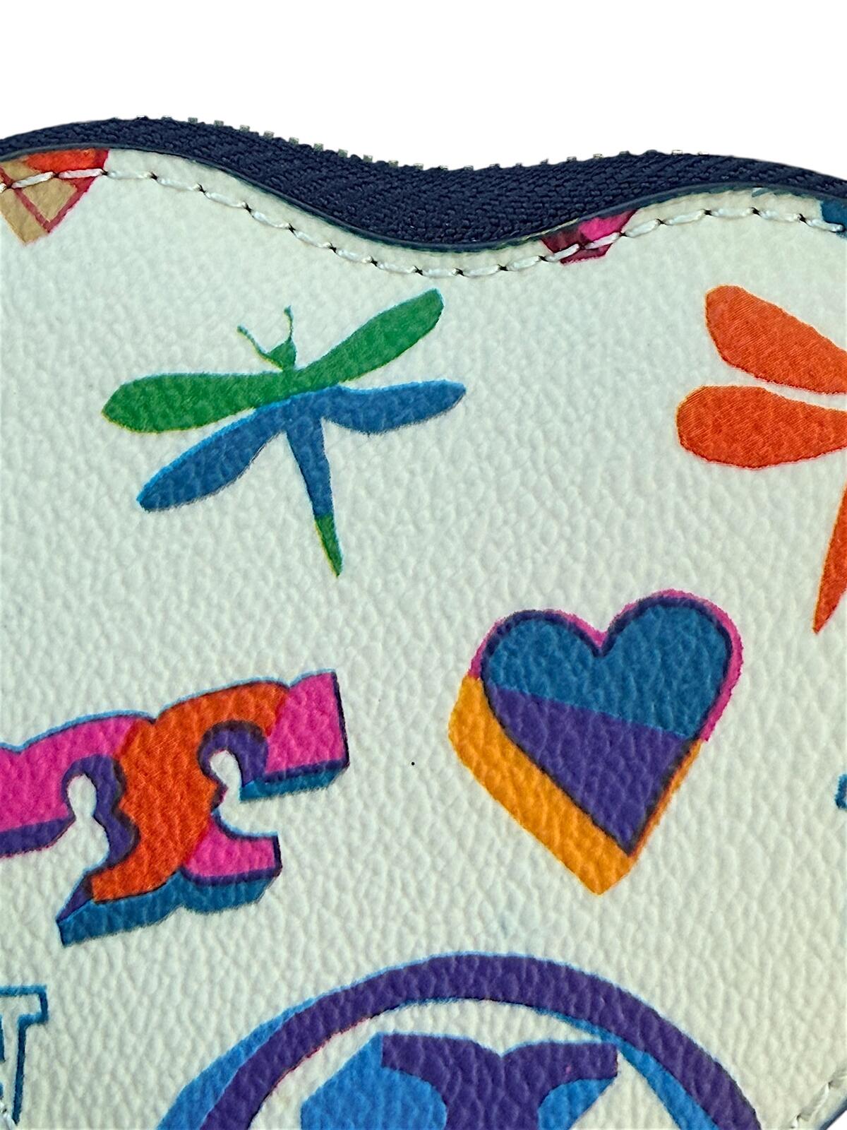 Tory Burch Heart-Shaped Coin Purse with Colorful Print