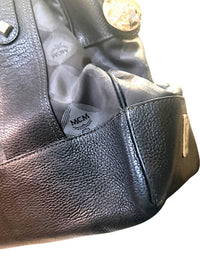 MCM Black Leather and Logo Patterned Handbag