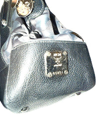 MCM Black Leather and Logo Patterned Handbag