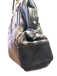 MCM Black Leather and Logo Patterned Handbag
