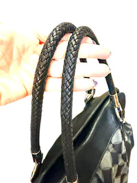 MCM Black Leather and Logo Patterned Handbag