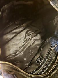 MCM Black Leather and Logo Patterned Handbag