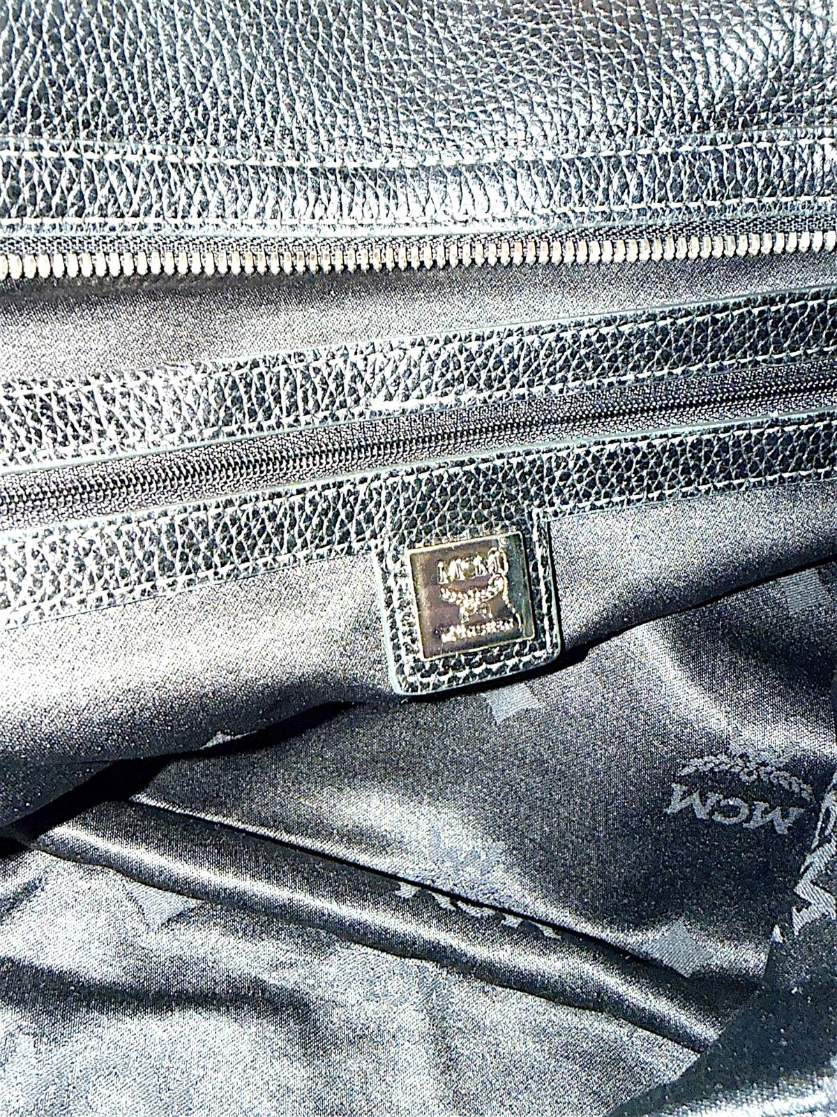 MCM Black Leather and Logo Patterned Handbag