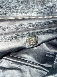 MCM Black Leather and Logo Patterned Handbag