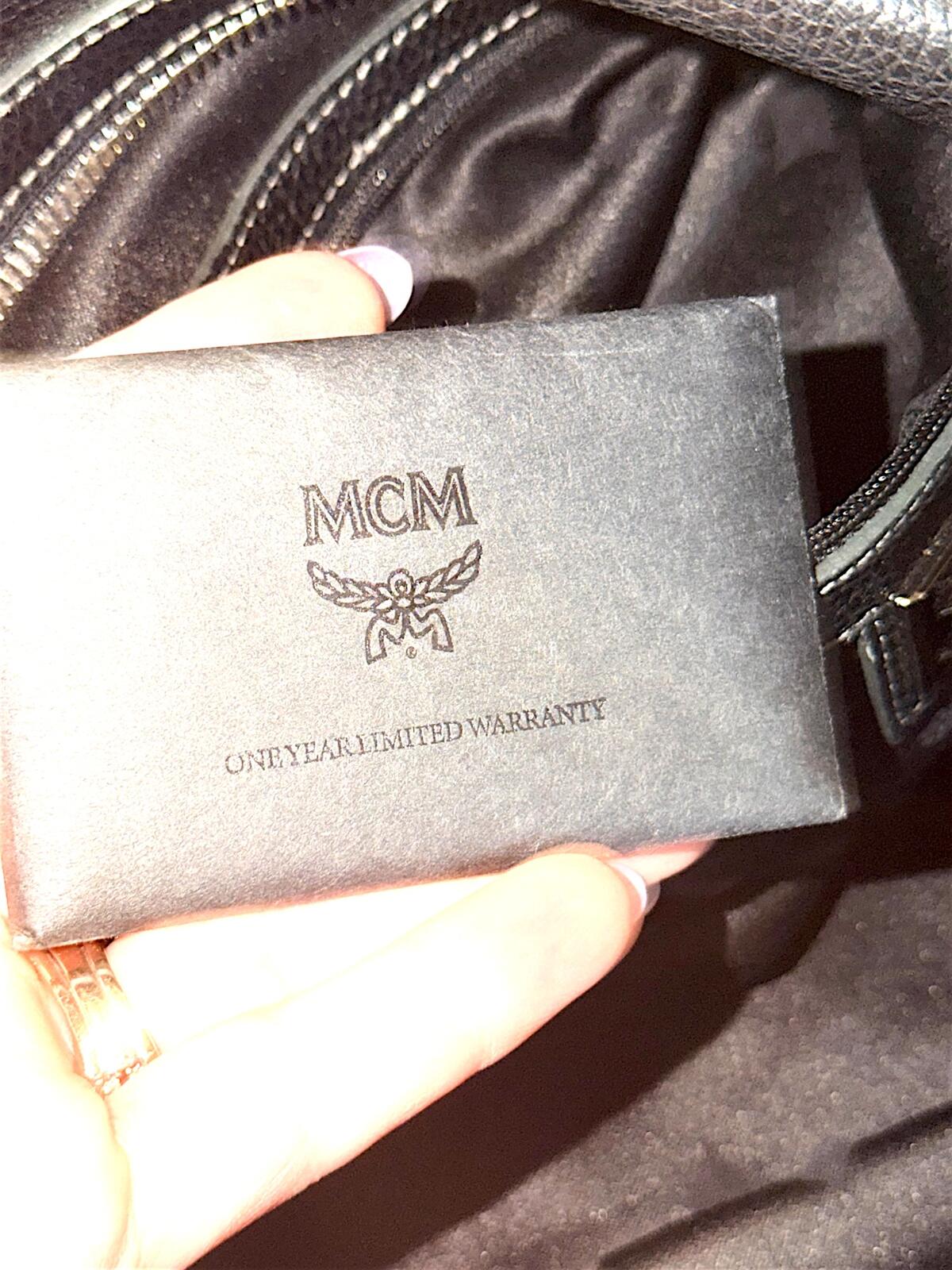 MCM Black Leather and Logo Patterned Handbag