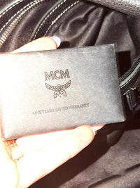 MCM Black Leather and Logo Patterned Handbag