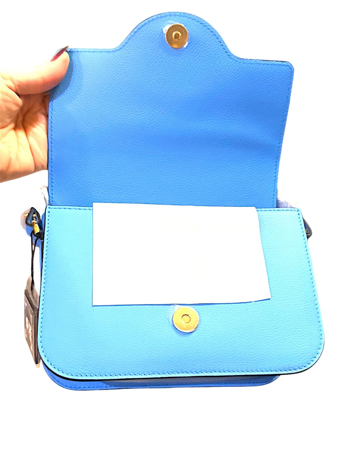 Versace La Medusa Blue Leather Crossbody Bag Gold Medusa Chain Strap NWT