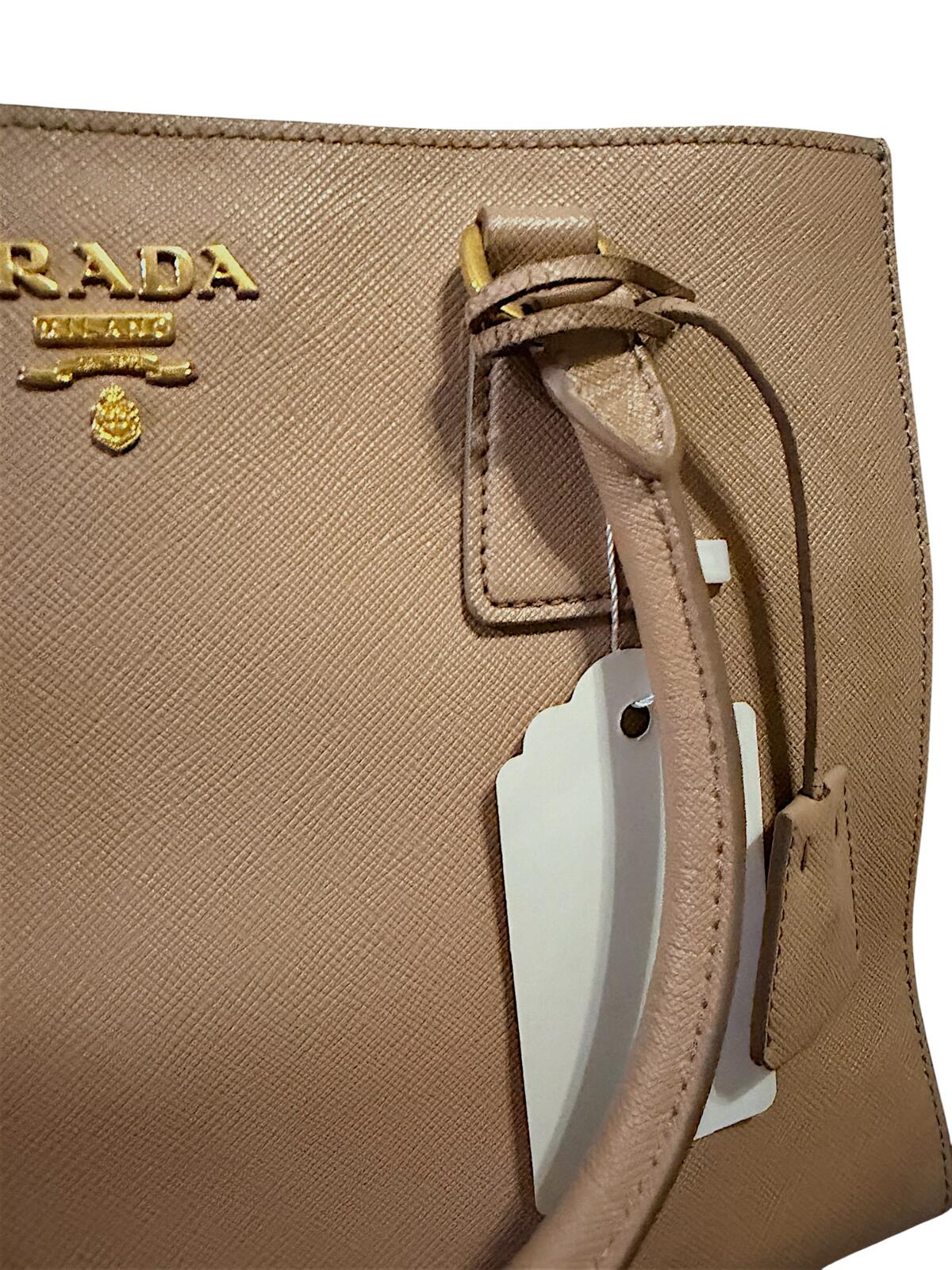 Prada Galleria Double Zip Saffiano Leather Tote Bag Nude Beige Blush Pink Large
