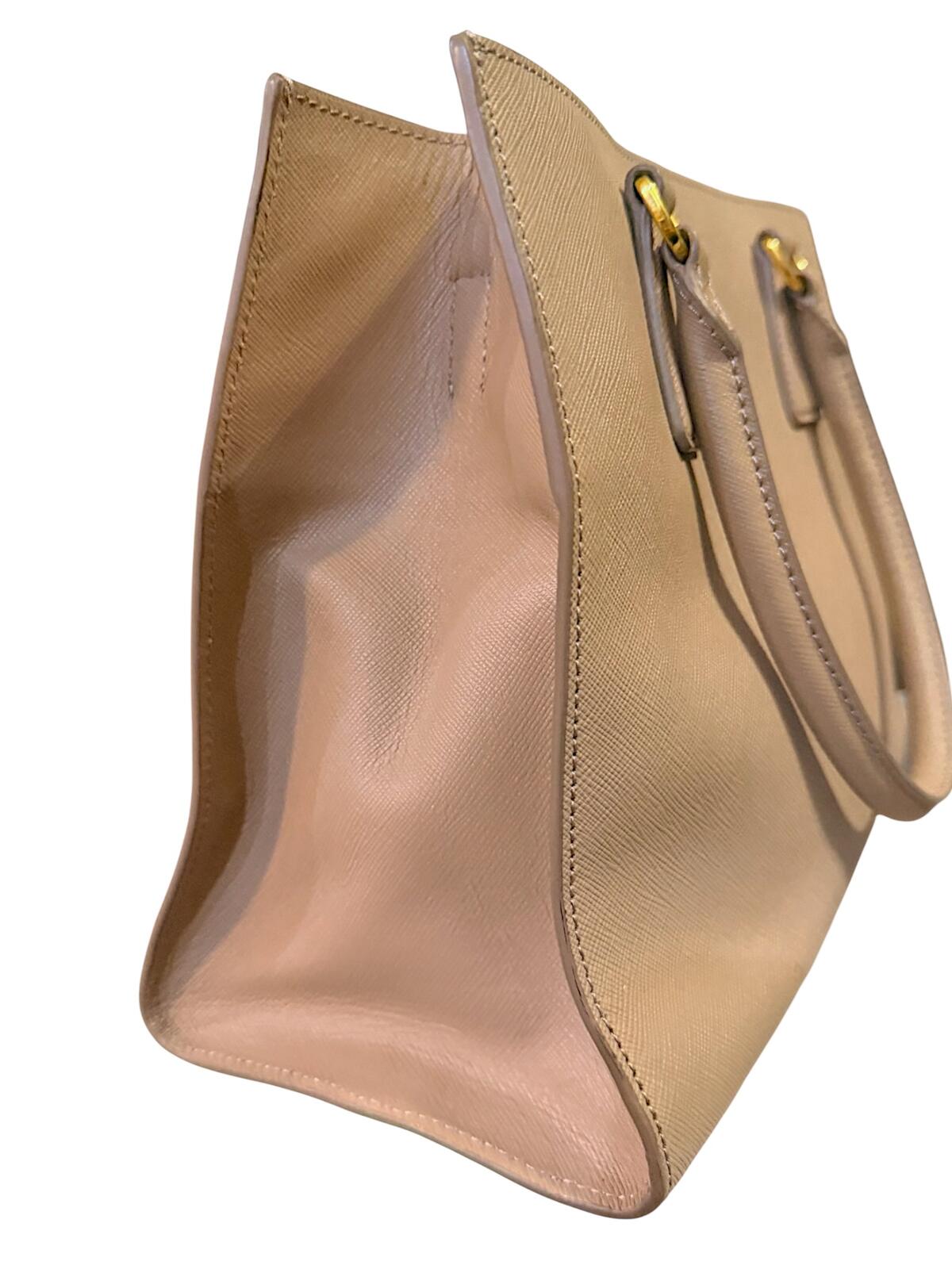 Prada Galleria Double Zip Saffiano Leather Tote Bag Nude Beige Blush Pink Large